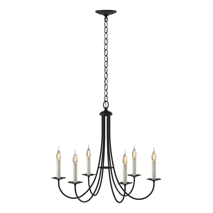 Simple Sweep 6 Arm Chandelier in Black - 101160-SKT-10 by Hubbardton Forge