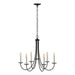 Simple Sweep 6 Arm Chandelier in Black - 101160-SKT-10 by Hubbardton Forge