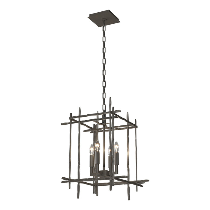 Tura 4-Light Small Chandelier in Dark Smoke - 101315-SKT-07 by Hubbardton Forge