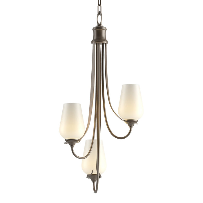 Flora 3 Arm Chandelier in Bronze - 103033-SKT-05-GG0303 by Hubbardton Forge