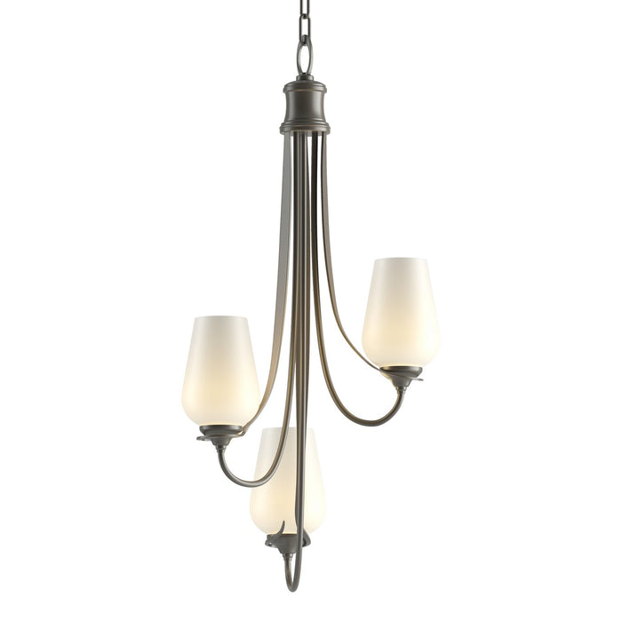 Flora 3 Arm Chandelier in Dark Smoke - 103033-SKT-07-GG0303 by Hubbardton Forge