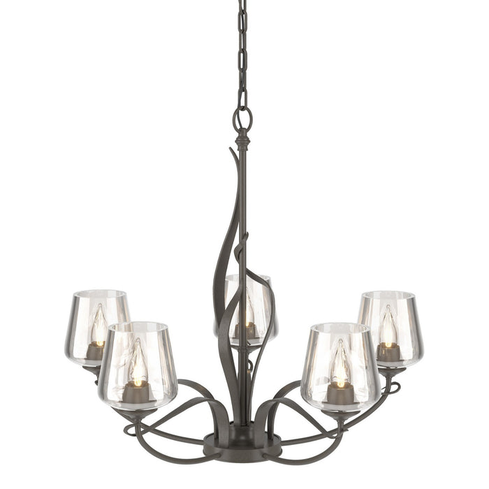 Flora 5 Arm Chandelier in Dark Smoke - 103040-SKT-07-ZM0236 by Hubbardton Forge