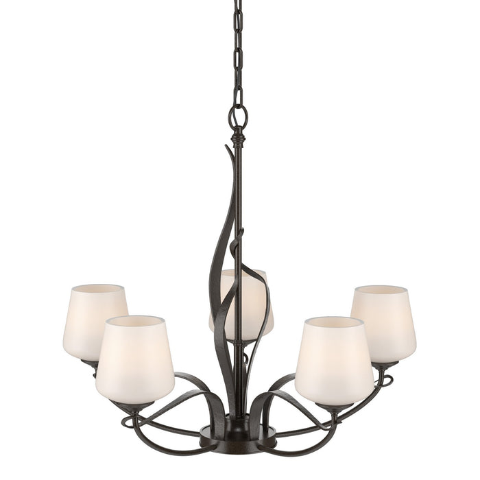 Flora 5 Arm Chandelier in Oil Rubbed Bronze - 103040-SKT-14-GG0236 by Hubbardton Forge