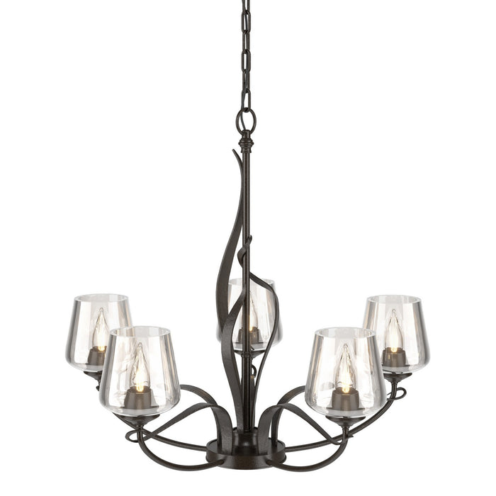 Flora 5 Arm Chandelier in Oil Rubbed Bronze - 103040-SKT-14-ZM0236 by Hubbardton Forge