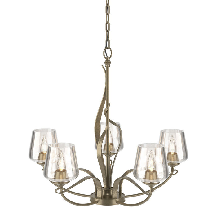 Flora 5 Arm Chandelier in Soft Gold - 103040-SKT-84-ZM0236 by Hubbardton Forge