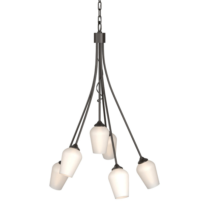 Flora 6 Arm Chandelier in Oil Rubbed Bronze - 103043-SKT-14-GG0303 by Hubbardton Forge