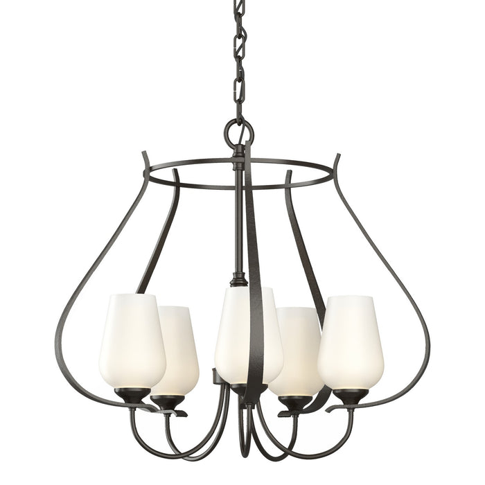 Flora 5 Arm Chandelier in Oil Rubbed Bronze - 103045-SKT-14-GG0303 by Hubbardton Forge