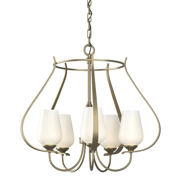 Flora 5 Arm Chandelier in Soft Gold - 103045-SKT-84-GG0303 by Hubbardton Forge