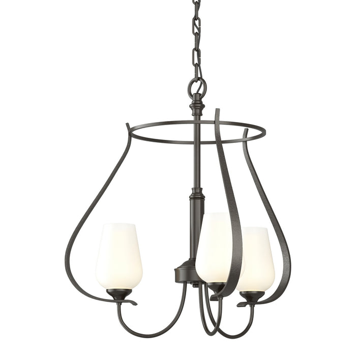 Flora 3 Arm Chandelier in Oil Rubbed Bronze - 103047-SKT-14-GG0303 by Hubbardton Forge