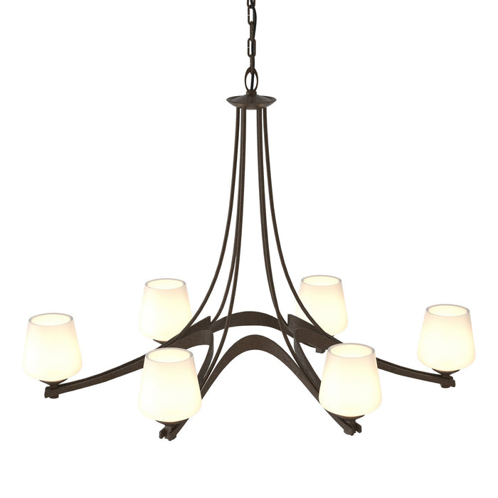 Oval Ribbon 6 Arm Chandelier in Bronze - 104106-SKT-05-GG0236 by Hubbardton Forge