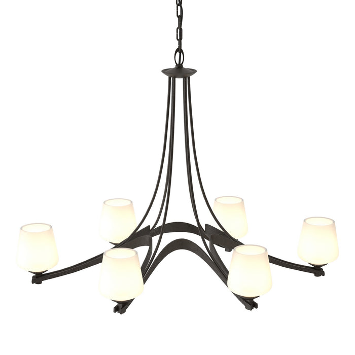 Oval Ribbon 6 Arm Chandelier in Oil Rubbed Bronze - 104106-SKT-14-GG0236 by Hubbardton Forge