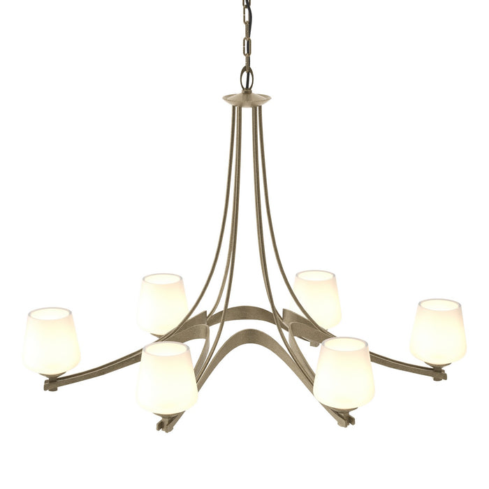 Oval Ribbon 6 Arm Chandelier in Soft Gold - 104106-SKT-84-GG0236 by Hubbardton Forge