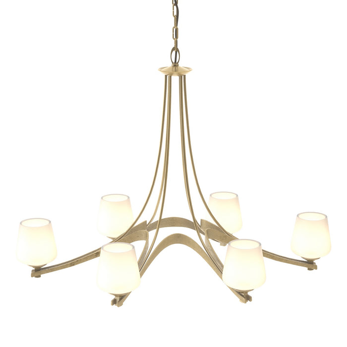 Oval Ribbon 6 Arm Chandelier in Modern Brass - 104106-SKT-86-GG0236 by Hubbardton Forge