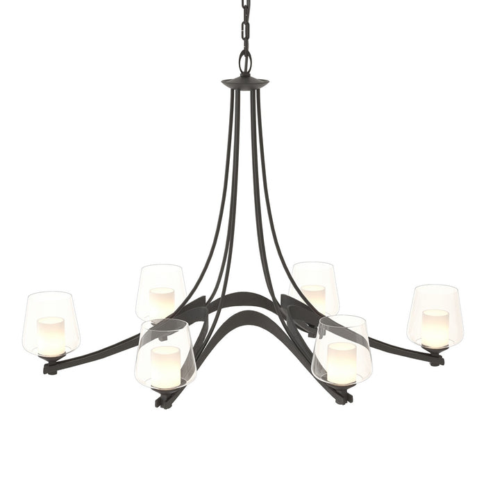 Oval Ribbon 6 Arm Chandelier in Black - 104116-SKT-10-ZU0291 by Hubbardton Forge