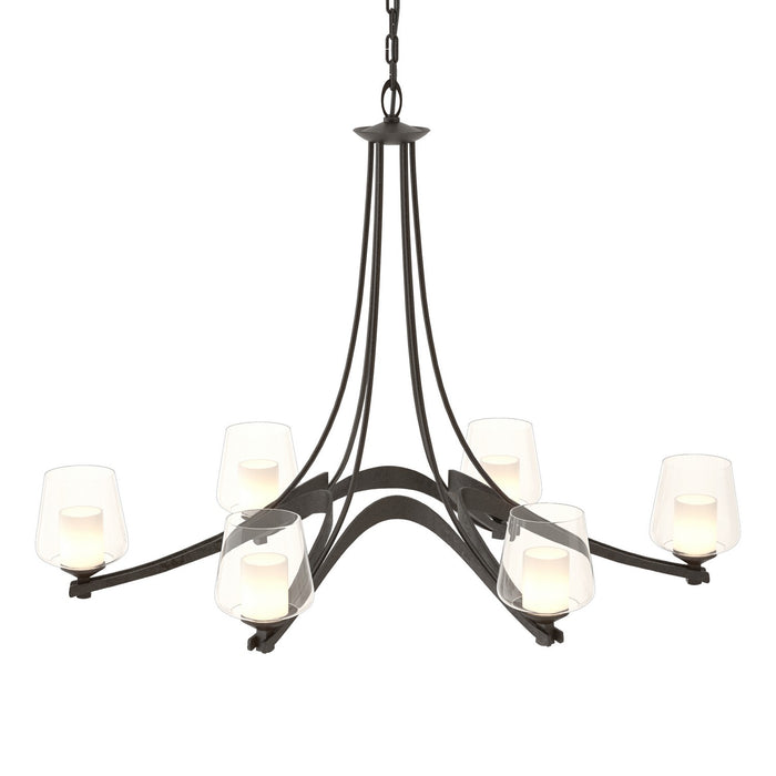 Oval Ribbon 6 Arm Chandelier in Oil Rubbed Bronze - 104116-SKT-14-ZU0291 by Hubbardton Forge