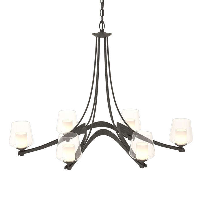 Oval Ribbon 6 Arm Chandelier in Natural Iron - 104116-SKT-20-ZU0291 by Hubbardton Forge