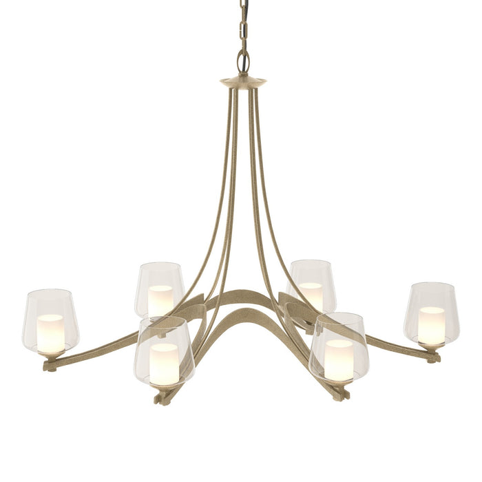 Oval Ribbon 6 Arm Chandelier in Soft Gold - 104116-SKT-84-ZU0291 by Hubbardton Forge