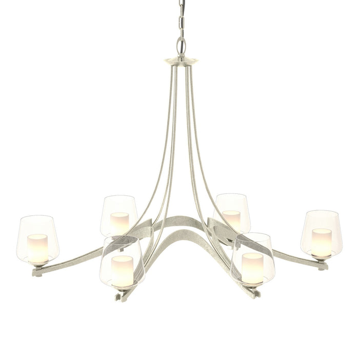 Oval Ribbon 6 Arm Chandelier in Sterling - 104116-SKT-85-ZU0291 by Hubbardton Forge