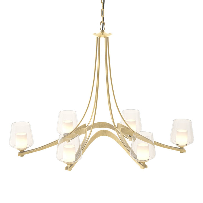 Oval Ribbon 6 Arm Chandelier in Modern Brass - 104116-SKT-86-ZU0291 by Hubbardton Forge