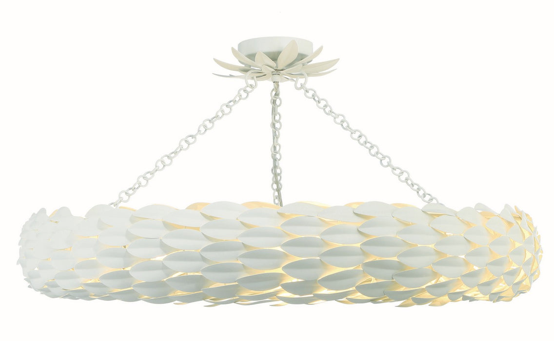 538-MT_CEILING- Broche 8-Light Ceiling Mount in Matte White by Crystorama