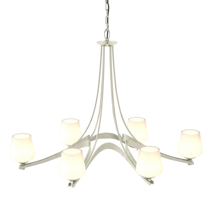 Oval Ribbon 6 Arm Chandelier in Sterling - 104106-SKT-85-GG0236 by Hubbardton Forge