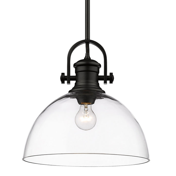 3118-L BLK-CLR- Hines Large Pendant in Matte Black with Clear Glass by Golden Lighting