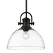 3118-L BLK-CLR- Hines Large Pendant in Matte Black with Clear Glass by Golden Lighting