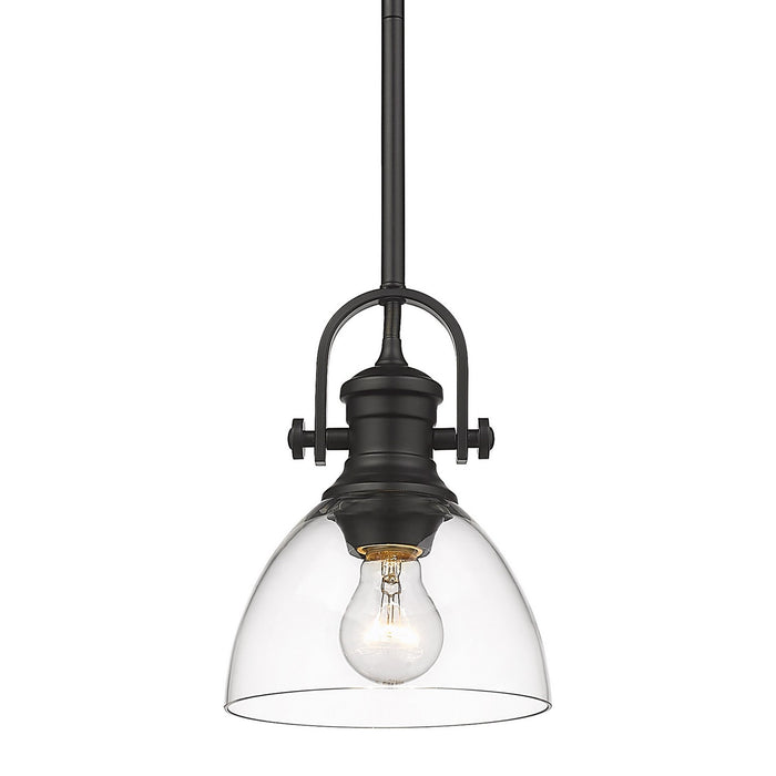 3118-M1L BLK-CLR- Hines Mini Pendant in Matte Black with Clear Glass by Golden Lighting