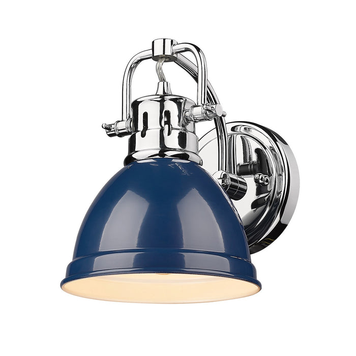 3602-BA1 CH-NVY- Duncan 1-Light Bath Vanity in Chrome with Navy Blue Shade by Golden Lighting