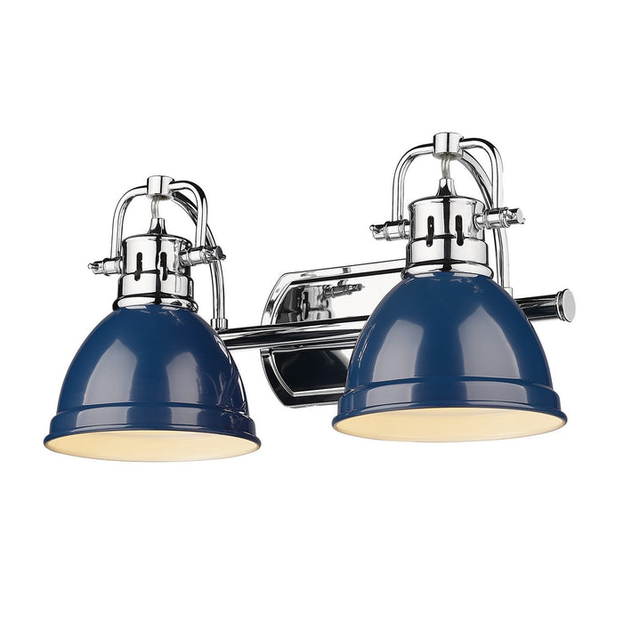 3602-BA2 CH-NVY- Duncan 2-Light Bath Vanity in Chrome with Navy Blue Shade by Golden Lighting