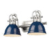 3602-BA2 PW-NVY- Duncan 2-Light Bath Vanity in Pewter with Navy Blue Shade by Golden Lighting