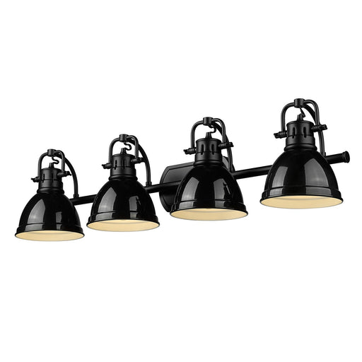 3602-BA4 BLK-BK- Duncan 4-Light Bath Vanity in Matte Black with Black Shades by Golden Lighting