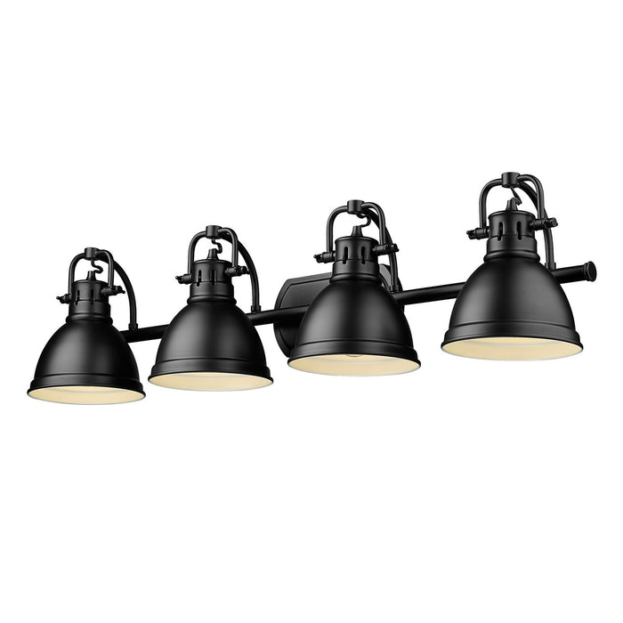 3602-BA4 BLK-BLK- Duncan 4-Light Bath Vanity in Matte Black with Matte Black Shade by Golden Lighting