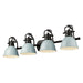 3602-BA4 BLK-SF- Duncan 4-Light Bath Vanity in Matte Black with Seafoam Shades by Golden Lighting