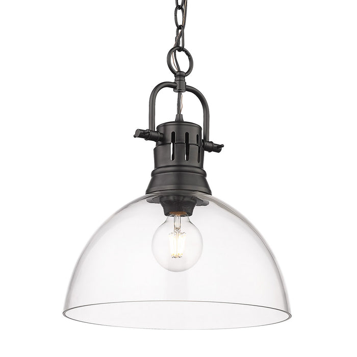 3602-L BLK-CLR- Duncan 1-Light Pendant in Matte Black with Clear Glass by Golden Lighting