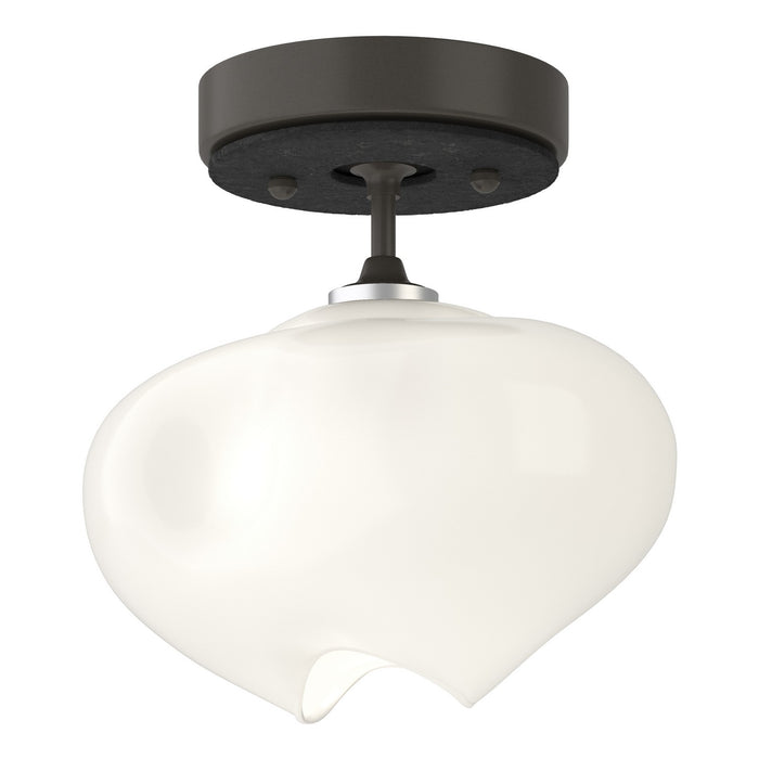 Ume 1-Light Semi-Flush in Dark Smoke with Black Accent - 121372-SKT-07-10-FD0710 by Hubbardton Forge