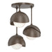 Brooklyn 3-Light Double Shade Semi-Flush in Bronze with Bronze Accent - 121374-SKT-05-05-GG0711 by Hubbardton Forge