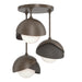 Brooklyn 3-Light Double Shade Semi-Flush in Bronze with Dark Smoke Accent - 121374-SKT-05-07-GG0711 by Hubbardton Forge