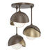 Brooklyn 3-Light Double Shade Semi-Flush in Bronze with Soft Gold Accent - 121374-SKT-05-84-GG0711 by Hubbardton Forge