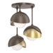 Brooklyn 3-Light Double Shade Semi-Flush in Bronze with Modern Brass Accent - 121374-SKT-05-86-GG0711 by Hubbardton Forge