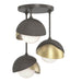 Brooklyn 3-Light Double Shade Semi-Flush in Dark Smoke with Modern Brass Accent - 121374-SKT-07-86-GG0711 by Hubbardton Forge