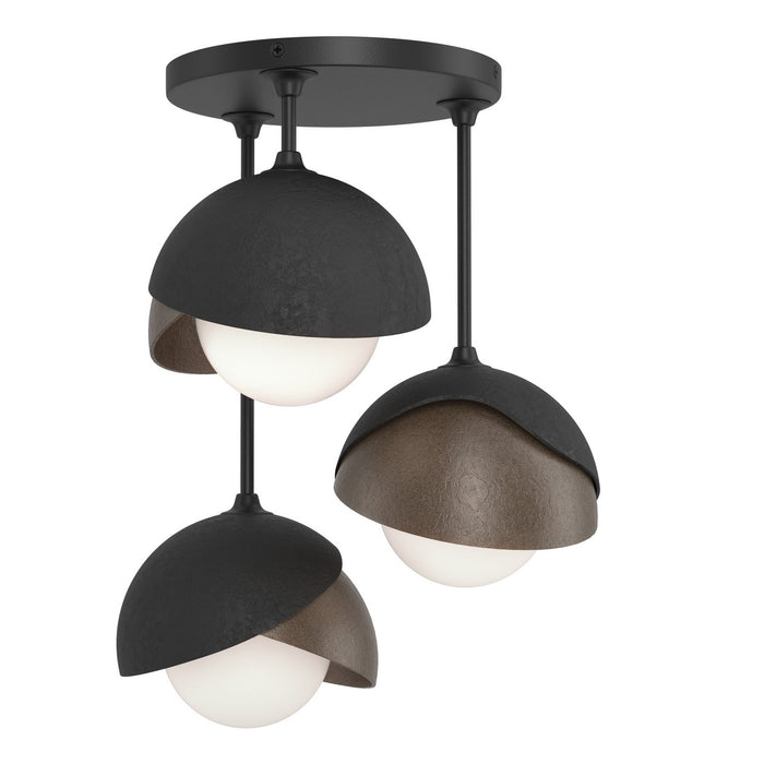 Brooklyn 3-Light Double Shade Semi-Flush in Black with Bronze Accent - 121374-SKT-10-05-GG0711 by Hubbardton Forge