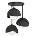 Brooklyn 3-Light Double Shade Semi-Flush in Black with Black Accent - 121374-SKT-10-10-GG0711 by Hubbardton Forge