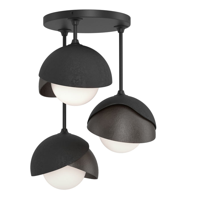 Brooklyn 3-Light Double Shade Semi-Flush in Black with Oil Rubbed Bronze Accent - 121374-SKT-10-14-GG0711 by Hubbardton Forge