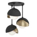 Brooklyn 3-Light Double Shade Semi-Flush in Black with Soft Gold Accent - 121374-SKT-10-84-GG0711 by Hubbardton Forge