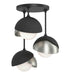 Brooklyn 3-Light Double Shade Semi-Flush in Black with Sterling Accent - 121374-SKT-10-85-GG0711 by Hubbardton Forge