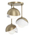 Brooklyn 3-Light Double Shade Semi-Flush in Soft Gold with White Accent - 121374-SKT-84-02-GG0711 by Hubbardton Forge