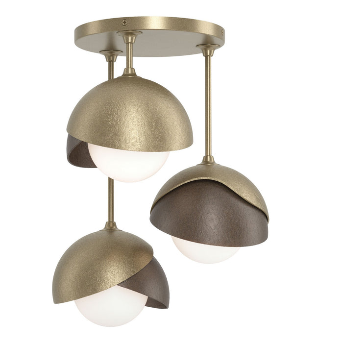 Brooklyn 3-Light Double Shade Semi-Flush in Soft Gold with Bronze Accent - 121374-SKT-84-05-GG0711 by Hubbardton Forge