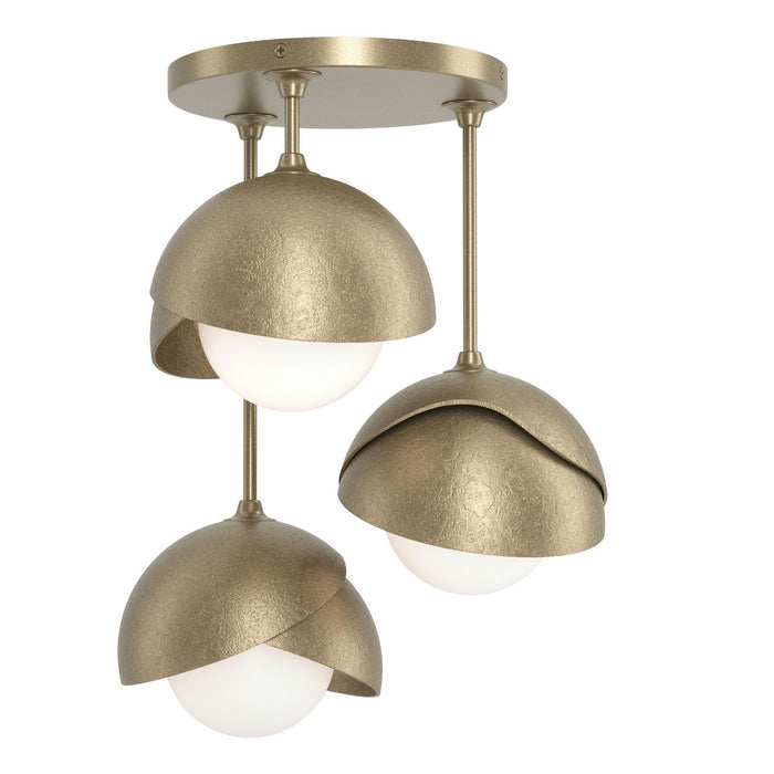 Brooklyn 3-Light Double Shade Semi-Flush in Soft Gold with Soft Gold Accent - 121374-SKT-84-84-GG0711 by Hubbardton Forge