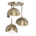 Brooklyn 3-Light Double Shade Semi-Flush in Soft Gold with Soft Gold Accent - 121374-SKT-84-84-GG0711 by Hubbardton Forge